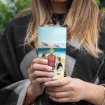 Citation Personnalisée Maman/Papa Chien Paysage de Plage Tumbler 20oz avec Nom Anniversaire Noël Cadeau pour les Amoureux des Chiens