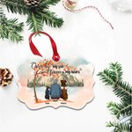 Personnalisé Once By My Side Forever In My Heart Ornament en céramique de forme irrégulière sur fond de coucher de soleil d'automne Cadeau commémorati