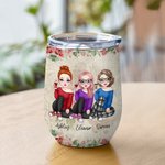 Henkilökohtainen Retro Style Besties Will Always Be Connected By Heart 12oz Wine Tumbler lahja sisaret