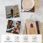 Personalised 2 PCS Square Photo Ceramic Drink Coaster with Cork Backing Pads Housewarming Anniversary Gift for Couple Family