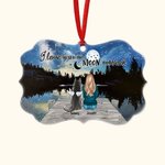 Personalized I Love You To The Moon And Back Irregular Shape Ceramic Ornament with Lakeside Night Background Christmas Memorial Gift for Pet Lovers
