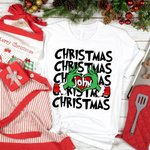 Personalized Retro Green Monster Hand Christmas T-shirt Sweatshirt Baby Onesie Funny Christmas Gift for Family Friend