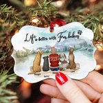 Gepersonaliseerd Life Is Better With Fur Baby Pets Onregelmatige Vorm Keramisch Ornament Kerstcadeau voor Vrienden