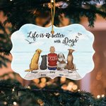 Ornement en céramique de forme irrégulière personnalisé Life Is Better With a Dog/Dogs Pets Cadeau de Noël pour les amis