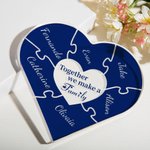 Personalized Together We Make A Family Colorful Acrylic Heart Desk Ornament with 1-12 Names Mother's Day Christmas Gift for Grandma Mother