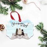 Ornement en céramique de forme irrégulière personnalisé Life Is Better With a Dog/Dogs Pets Cadeau de Noël pour les amis