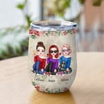 Henkilökohtainen elämä on parempaa Besties Vintage kukka tyyli 12oz viiniä Tumbler ystävyys lahja