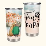 Gobelet personnalisé Fur Mama Papa Maple Tree Love 20oz avec nom Anniversaire Cadeau de Noël pour les amoureux des chiens