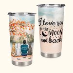 Vaso con nombre personalizado I Love You to the Moon and Back 20oz Taza de café con tema de arce Regalo de cumpleaños y Navidad para los amantes de lo