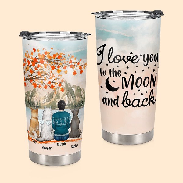 Vaso con nombre personalizado I Love You to the Moon and Back 20oz Taza de café con tema de arce Regalo de cumpleaños y Navidad para los amantes de lo