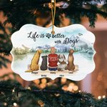 Ornement en céramique de forme irrégulière personnalisé Life Is Better With Dogs Snow Mountain Theme Home Decoration Memorial Gift for Pet Lobers (La 