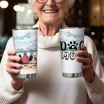 Personalisierter DOG MOM DOG DAD 600 ml Edelstahl Becher mit Namen 1-4 Hunden Auslaufsicher Geburtstag Weihnachten Geschenk für Hundeliebhaber