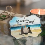 Ornement en acrylique personnalisé Life Is Better With Dogs Pets Cadeau commémoratif de Noël pour les amoureux des animaux de compagnie