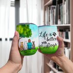 Personalised Life Is Better Wine Tumbler Food Grade Stainless Steel Birthday Christmas Gift for Dog Lovers