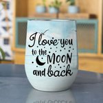 Bicchiere da vino personalizzato I Love You To The Moon And Back Regalo in acciaio inossidabile di qualità alimentare per gli amanti degli animali da 