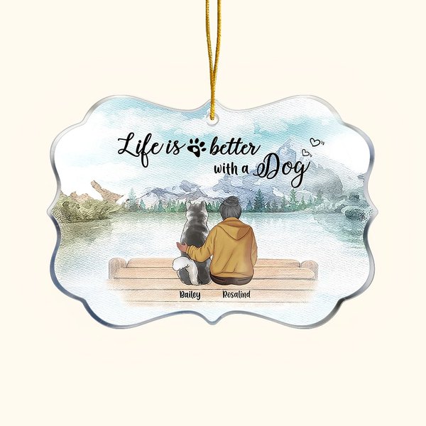Adorno acrílico personalizado con forma irregular Life Is Better With Dogs (La vida es mejor con perros) Decoración del hogar con temática lacustre Re