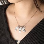 Personalized 1-5 Baby Feet with Birthstone Sterling Silver Necklace Mother's Day Thanksgiving Day Jewelry Gift for Mother Grandma