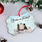 Personalizzato La vita è migliore con gli animali domestici di pelliccia Forma irregolare Ornamento acrilico regalo di Natale per gli amici