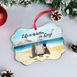 Ornement en acrylique personnalisé Life Is Better With Dogs Pets Cadeau commémoratif de Noël pour les amoureux des animaux de compagnie