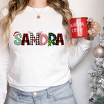 Sudadera de Navidad Retro Personalizada Camiseta Onesie de bebé con cornamenta y sombrero de Papá Noel Diseño Regalo de Navidad para la familia Niño