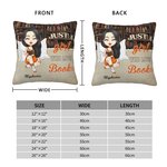 Funda de cojín personalizada para chica vintage lectora Just a Girl Who Loves Books Funda de cojín para decorar el hogar para lectores Bookworm Gift