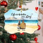 Ornement en acrylique personnalisé Life Is Better With Dogs Pets Cadeau commémoratif de Noël pour les amoureux des animaux de compagnie