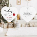 Personalized Teaching Is A Work of Heart Ceramic Hanging Ornament Teacher Appreciation Christmas Gift for Teacher Tutor