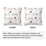 Personalized Bouquet Birth Flowers Throw Pillow Cover with Family Member Name Christmas Birthday Mother's Day Gift