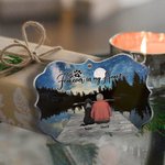 Adorno acrílico personalizado Forever In My Heart de forma irregular con fondo de cielo nocturno estrellado Regalo de Navidad en memoria de los amante