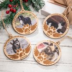 Gepersonaliseerde Houten Huisdier Foto Ornament met Gegraveerde Naam Herdenkingscadeau Kerstcadeau voor Dierenliefhebber