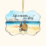 Ornement en acrylique personnalisé Life Is Better With Dogs Pets Cadeau commémoratif de Noël pour les amoureux des animaux de compagnie