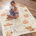 Coperta personalizzata in pile Sherpa con nome e compleanno per bambini, con il nome del porcellino d'India.