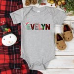 Sudadera de Navidad Retro Personalizada Camiseta Onesie de bebé con cornamenta y sombrero de Papá Noel Diseño Regalo de Navidad para la familia Niño