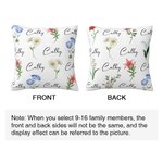 Personalized Bouquet Birth Flowers Throw Pillow Cover with Family Member Name Christmas Birthday Mother's Day Gift