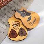 Personalized Wooden Guitar Picks with Storage Case Engraved Holder Box Birthday Gift for Guitar Player Musician