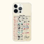 Personalized Retro Library Date Due Card Black or Clear iPhone Case Birthday Christmas Gifts for Book Lovers Readers