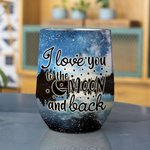 Personalized I Love You To The Moon And Back Wine Tumbler Stainless Steel Birthday Gift for Dog Pet Lovers