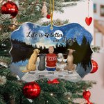 Personalized Life Is Better With Dogs Charming Night Irregular Shape Acrylic Hanging Ornament Christmas Memorial Gift for Pet Lovers