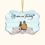 Personalizzato La vita è migliore con gli animali domestici di pelliccia Forma irregolare Ornamento acrilico regalo di Natale per gli amici