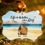 Ornement en acrylique personnalisé Life Is Better With Dogs Pets Cadeau commémoratif de Noël pour les amoureux des animaux de compagnie