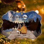Personalized Life Is Better With Dogs Charming Night Irregular Shape Acrylic Hanging Ornament Christmas Memorial Gift for Pet Lovers