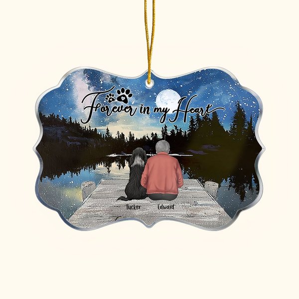 Adorno acrílico personalizado Forever In My Heart de forma irregular con fondo de cielo nocturno estrellado Regalo de Navidad en memoria de los amante