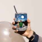 Personalized I Love You To The Moon And Back Wine Tumbler Stainless Steel Birthday Gift for Dog Pet Lovers