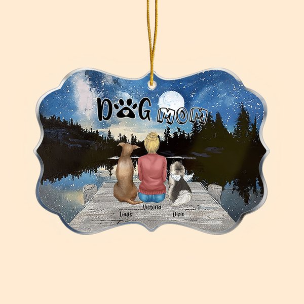 Personalizado Hablando de Amor bajo la Luna Llena Forma Irregular Acrílico Ornamento con Perro Mamá Papá Cita Conmemorativa Regalo para los amantes de