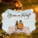 Personalizzato La vita è migliore con gli animali domestici di pelliccia Forma irregolare Ornamento acrilico regalo di Natale per gli amici