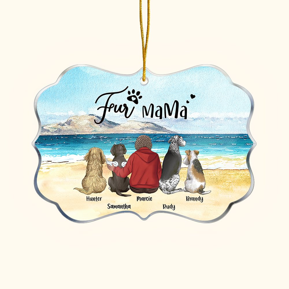 Ornement en acrylique personnalisé Fur Mama Papa Dogs Forme irrégulière Cadeau de Noël pour les amoureux des chiens