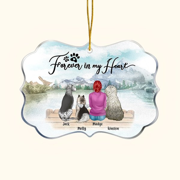 Personalizado Forever In My Heart Forma irregular Acrílico Ornamento Navidad Cumpleaños Regalo para Amigos Amante del Perro
