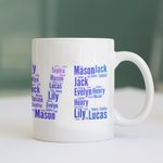 Mug en Céramique Personnalisé avec 2-20 Noms Tasse à Café Cadeau de Noël pour les Grands-parents et la Mère