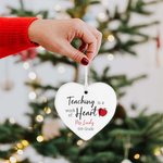 Personalized Teaching Is A Work of Heart Ceramic Hanging Ornament Teacher Appreciation Christmas Gift for Teacher Tutor