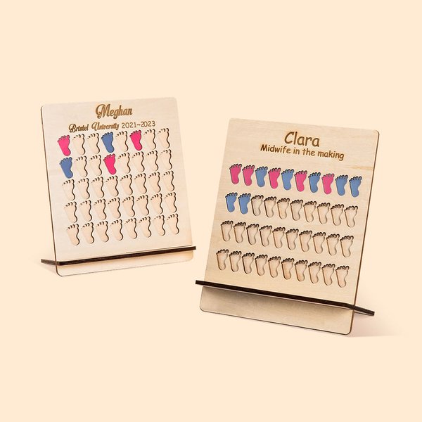 Birth Counting Board Chart with Pink Blue Foot Print